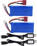 Blue rechargeable LiPo battery pack (2 pack) with T-plug and two USB chargers