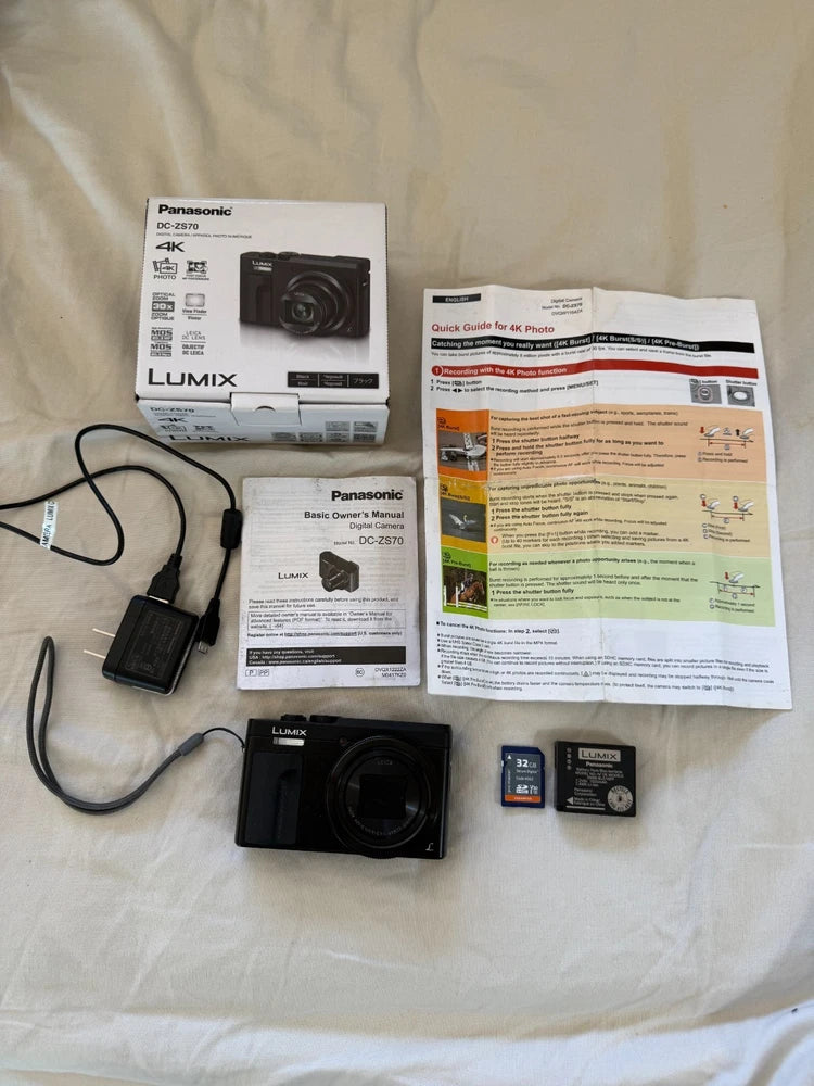 Panasonic Lumix ZS70 Digital Camera Black 30x Zoom 4K WiFi IOB MINT