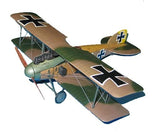 RC airplane kit with green fuselage, brown wings, and blue cross lightning markings