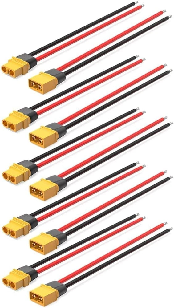5 Pairs XT60 Plug Male and Female Connector with 12AWG Cable XT60 Connector Battery