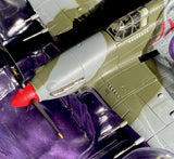 Olive-green WWII fighter model aircraft with silver nose and cockpit windows