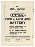 Vintage ELBA battery advertisement poster with special features and wiring instructions