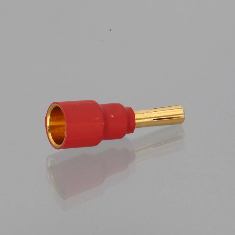 Motor ESC adapter connector, red insulated 4mm male to 8mm female with gold contact