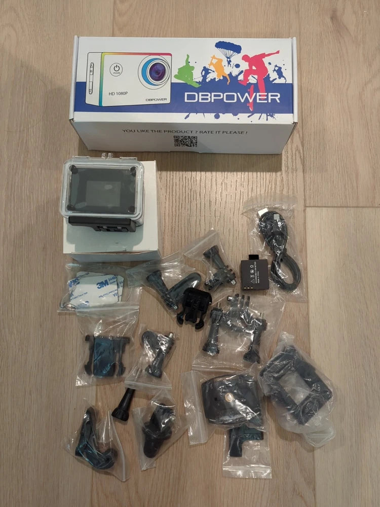 New DBPOWER HD 1080P Sports Action DV Camera, Under Water, Dash Cam Accesories