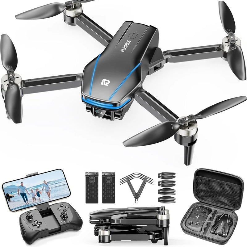 Foldable mini RC quadcopter drone with camera, controller, accessories and carrying case