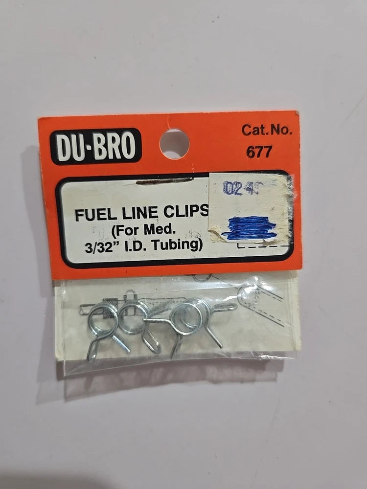 Du-Bro fuel line clips for 3/32 in tubing, small metal spring clips in clear pack