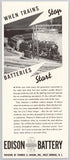 1937 Edison Storage Battery Model Railroad Toy Train Layout Vintage Print Ad Battery