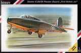 1:48 Gloster Squirt model aircraft, olive camouflage with RAF roundels and landing gear