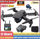 4K camera drone with dual cameras and remote controller, gray folding propellers
