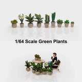 Diorama 1:64 Scale Garage Model Props Green Plant Plant Pot Succulents Miniature