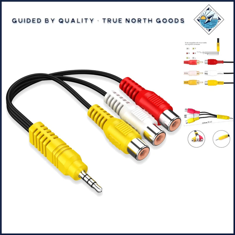 AV Adapter Cable for TCL TVs, 3 RCA to AV Input, High-Speed Video Connection