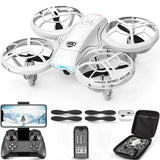 Mini quadcopter drone with 4 rotors and built-in camera, with controller and case