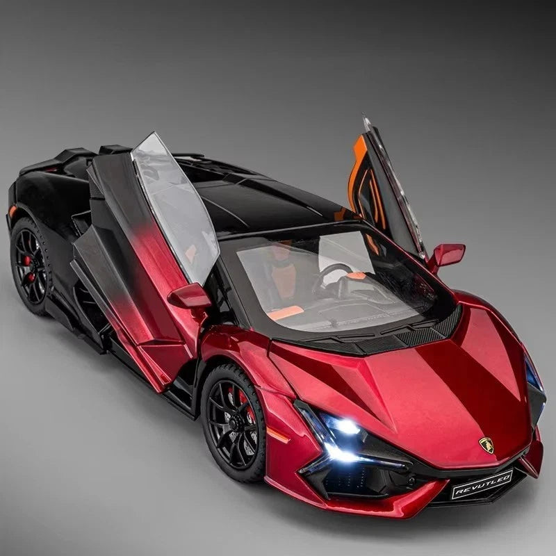 1:24 Lamborghini REVUELTO Diecast Model Car w/ Sound Light Pull-Back Toy Gift