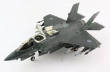 Dark gray F-35B Lightning II 1/72 scale model aircraft with open cockpit and weapons