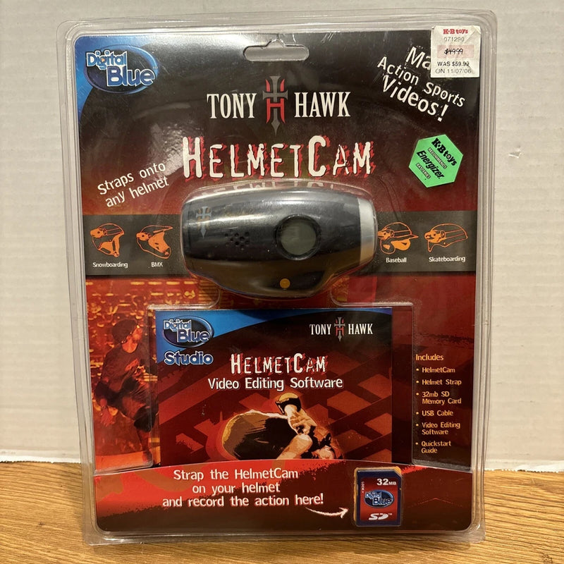 Tony Hawk HelmetCam camcorder in blister package, black with strap mount