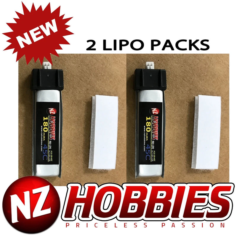 NZHOBBIES 1S 3.7V 180Mah 45C Lipo Battery (2) : E-Flite UMX PT-17 # NZ0126