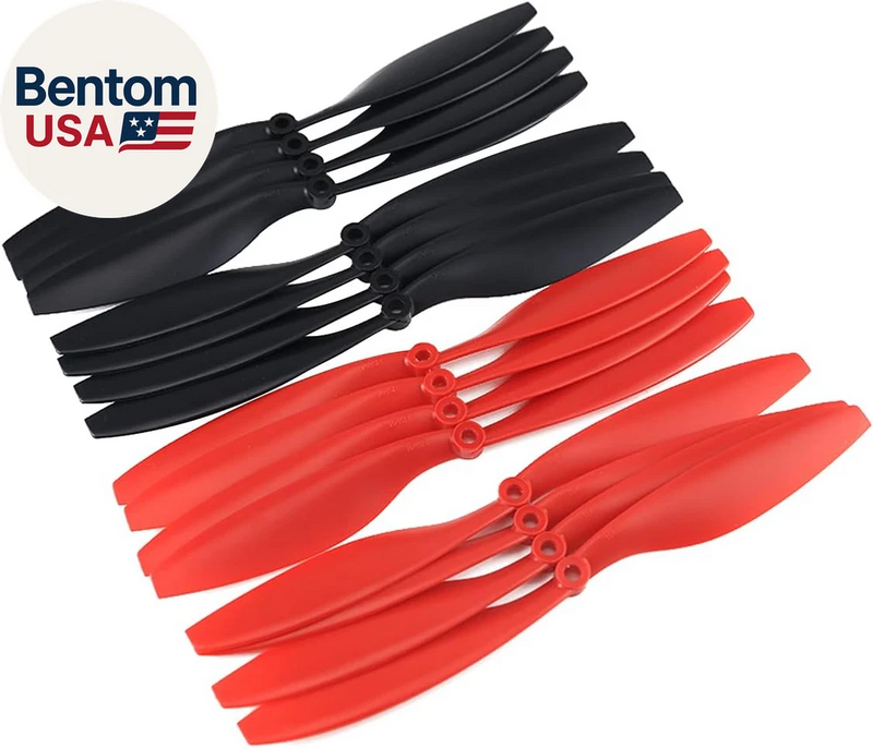 1045 (10X4.5) Propellers. 16 Pieces(8Cw, 8CCW) Red & Black 10 Inch FPV Props for