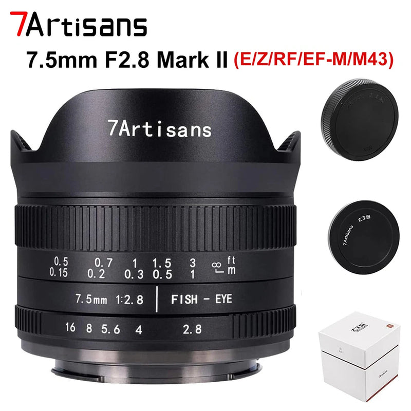 7artisans 7.5mm F2.8 II APS-C Fisheye Lens for E/X/Z/EOS-M/RF/EOS-R M4/3 Mount