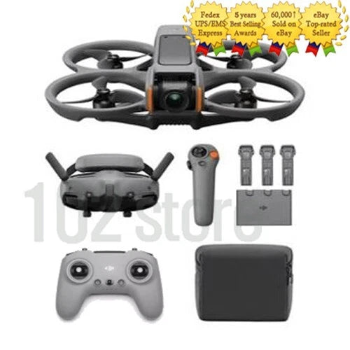 DJI Avata 2 Fly Combo drone set with gray controller and goggles