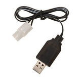 USB-A to NiCd/NiMH battery charger connector cable with black inline adapter