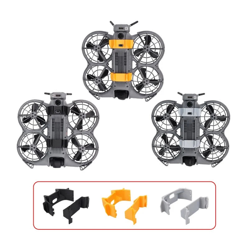 Drone landing gear protector tripod with wheel frame and mounting brackets, set of parts