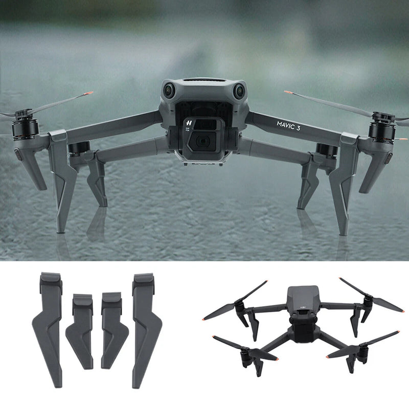 Drone landing gear leg heightening extension tripod set, with four gray leg extenders