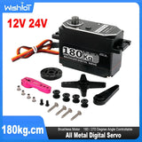 Digital brushless servo motor, full metal, 12V/24V, with mounting hardware and horn