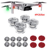 Drone LED strobe light set with four clear lens pods and red covers