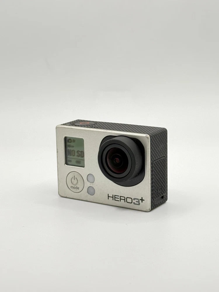 GoPro HERO3+ action camera in silver with front lens and side controls