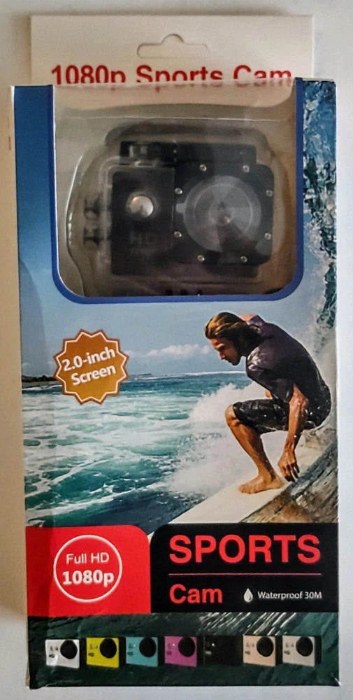 Full HD 1080p Sports Camera Waterproof 30M 2" Screen New In Box
