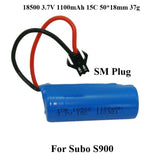 Blue LiPo battery pack with red/black leads and SM plug connector