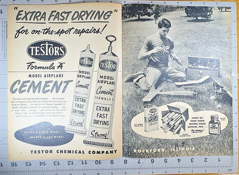 Vintage Testors Model Airplane Cement Print Ad Hobby Retro Wall Art Decor