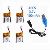 4x Li-Po Battery 3.7V 100mah 751517 For Cheerson Cx10 Cx-10 Cx-10a RC Quadcopter Battery