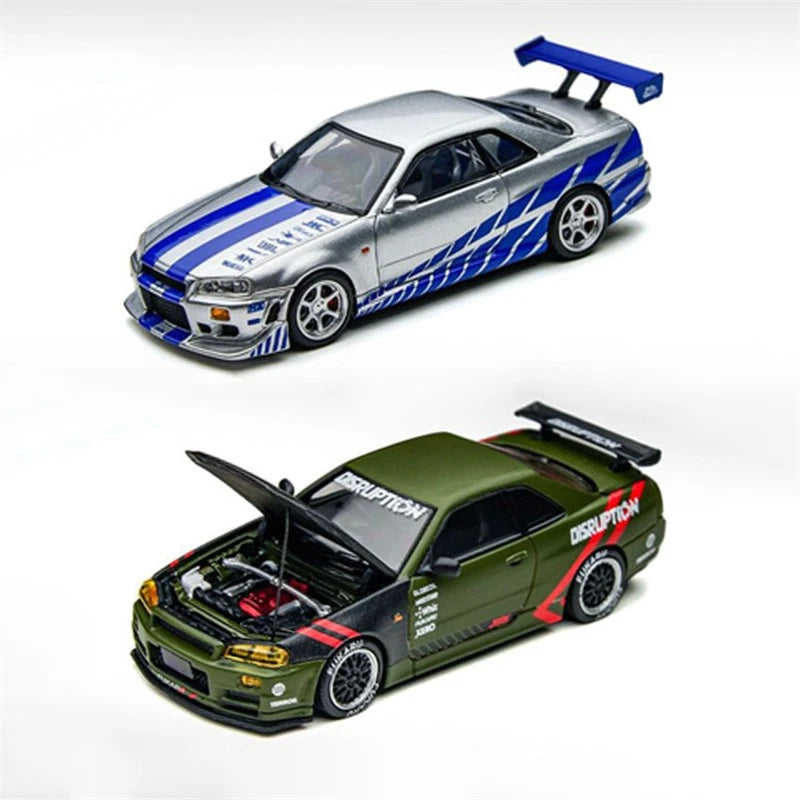 **Pre-Order**Time Micro 1:64 Skyline R34 FNF Silver Blue Diecast Model Car