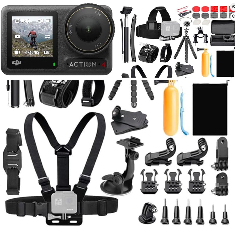 DJI Osmo Action 4 Standard Combo 4K + 50pc Accessory & Mount Kit EXCELLENT