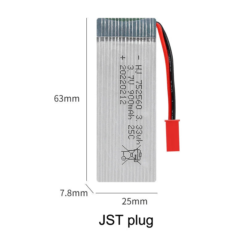 3.7V 900mAh Li-po Battery JST plug for X5 X5C X5SC X5SW 8807 8807W A6 A6W M68 Rc
