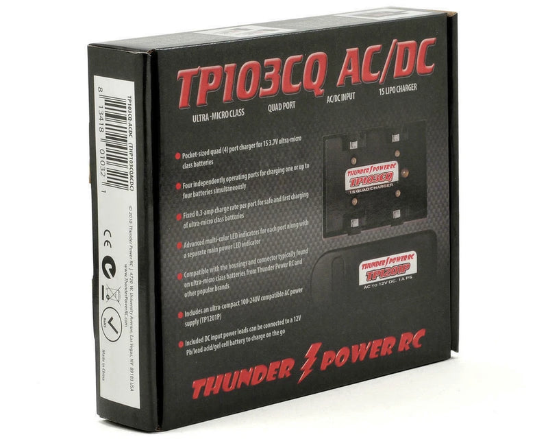Thunder Power 1S LiPo Quad/4-Port 12V AC/DC Charger THP103CQACDC Battery