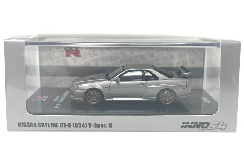 INNO64 1:64 NISSAN SKYLINE GT-R (R34) V-Spec II Silver Diecast Model Car