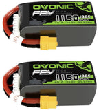 2X Ovonic 1150mAh 6S 100C LiPo Batteries w/ XT60 Plug for FPV Racing, RC Car, RC Battery