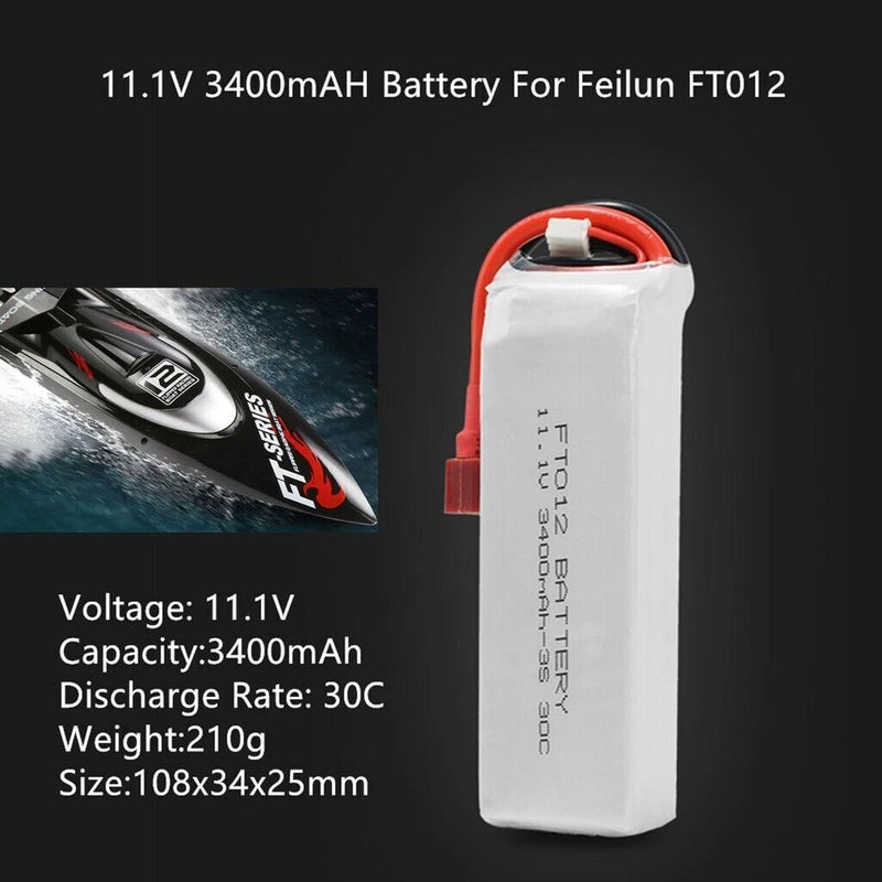 Upgrade Boat 11.1V 3400mAH 3S Battery Part For Feilun FT012 Huanqi 734 RC Boat Battery