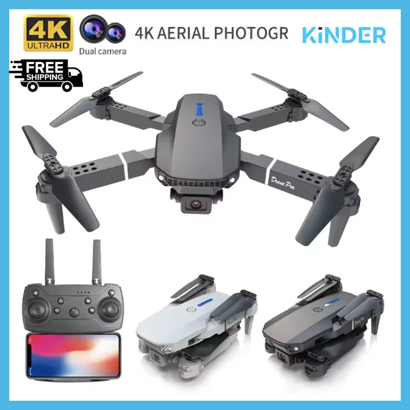 Foldable mini 4K drone with WiFi FPV camera and remote controller