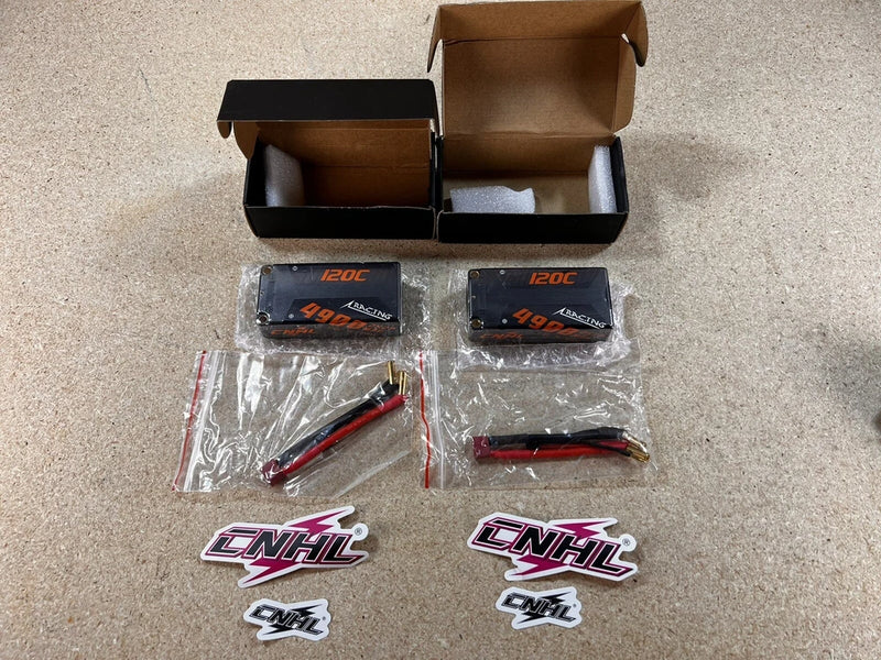 2 PACK CNHL 2s Shorty Lipo Battery 4900mAh 7.4V 120C 5mm Bullet to Deans Plug Battery