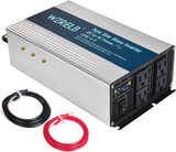2000W Pure Sine Wave Inverter 24V DC to AC, 4 Outlets, Off-Grid Power Converter