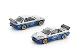 1:64 Nissan Silvia S13 PANDEM -- Moontech Blue/Silver -- Pop Race