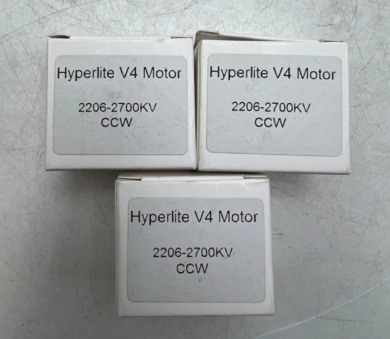 Lot of 3 Hyperlite V4 RC drone motors, 2206-2700KV CCW in retail boxes