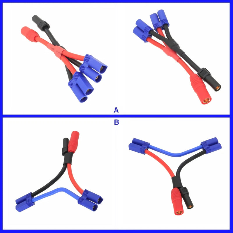 AS150 XT150 1 Female to 2 Male EC5 Series Parallel Harness Wire DJI Lipo Battery