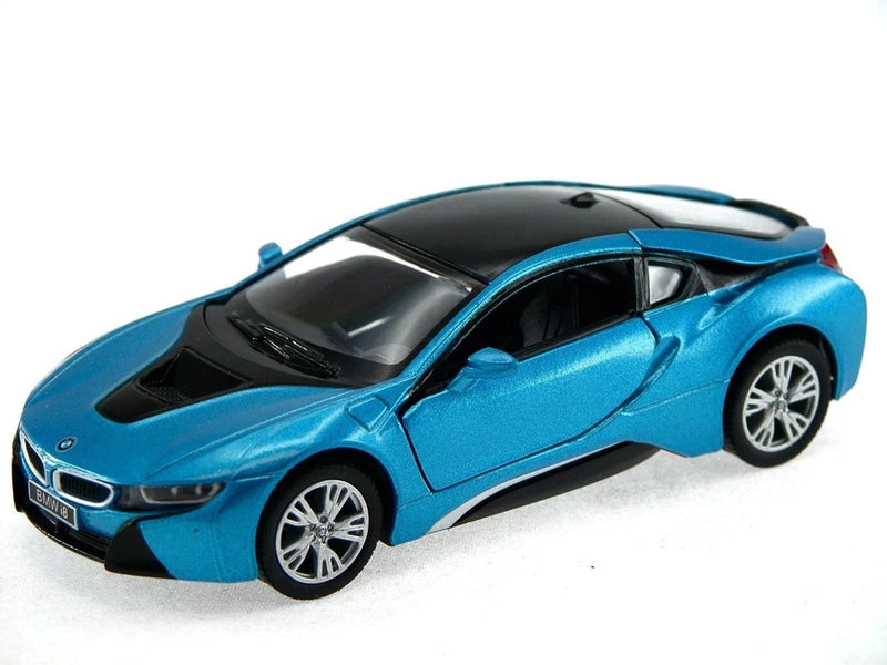 Kinsmart BMW i8 2 Door Coupe 1:36 Diecast Model Toy Car Pull Action New- Blue
