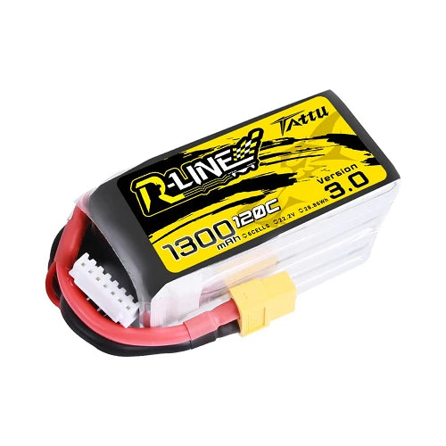 Tattu 1300mAh 6S 120C 22.2V R-Line Version 3.0 Lipo Battery with XT60 Plug Battery