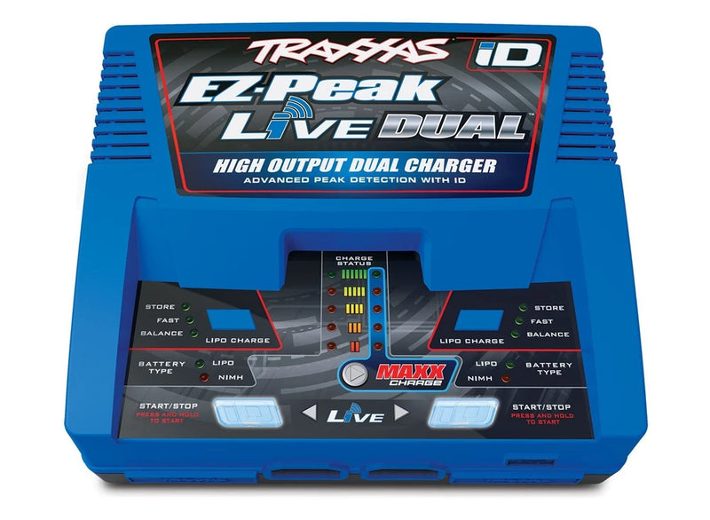 Traxxas EZ Peak Live Dual, 200W Multi-Chemistry Charger with ID, Blue 2973 Battery