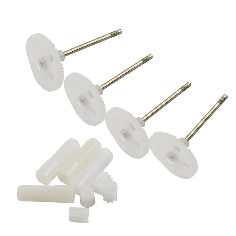 Motor gear and main gear set, white plastic gears with metal axles